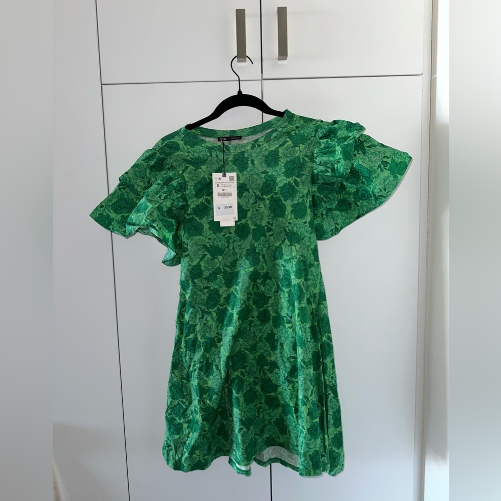 Zara green floral dress